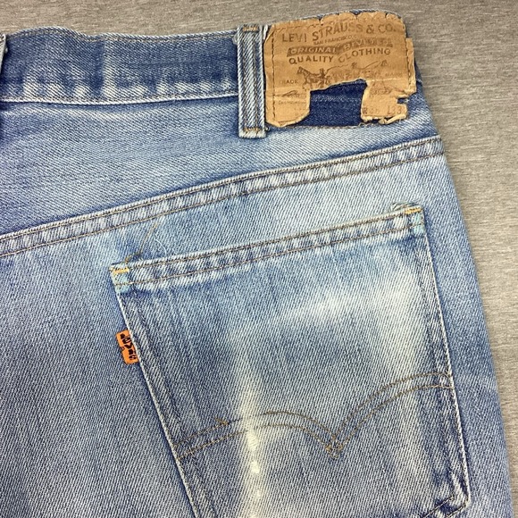 Vintage Levis 517 Orange Tab Bootcut Jeans Mens 36x33 Blue Light Wash 80s - Picture 13 of 16